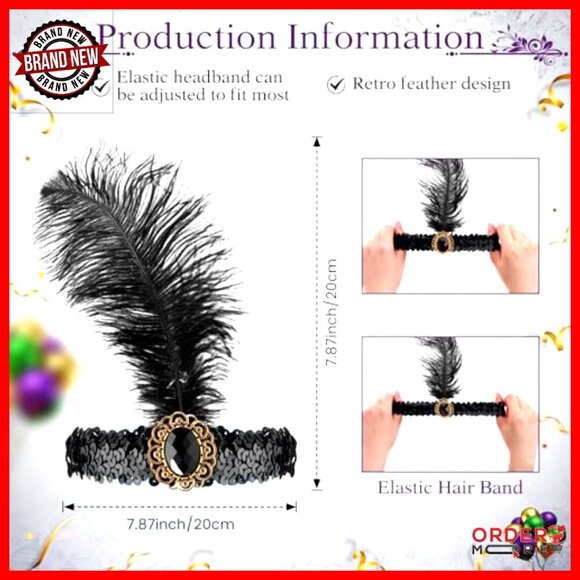 30 Pcs Feather Headbands 1920s Flapper Costume Accessory Hairpiece main image 5
